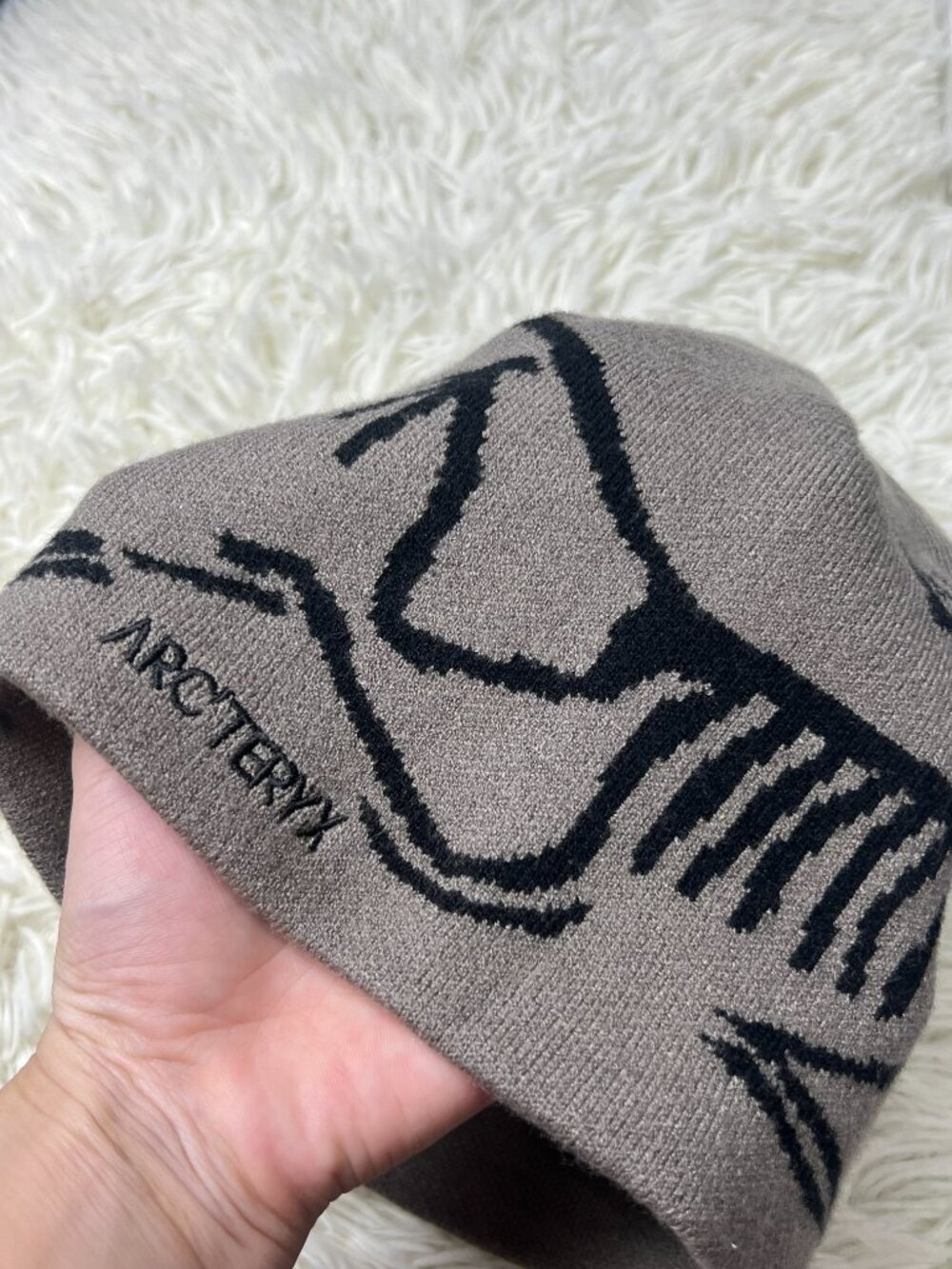 Arc'teryx Bird Logo Embroidered Knit Beanie Gray Skull Cap